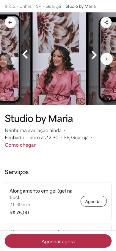 Página do estabelecimento no marketplace Boflow